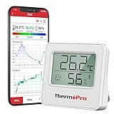 ThermoPro TP357 80m Bluetooth Hygrometer Innen Raumthermometer Digital mit APP Mini...