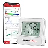 ThermoPro TP357 80m Bluetooth Hygrometer Innen Raumthermometer Digital mit APP Mini...