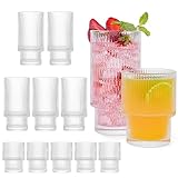 Winter Shore Gläser Geriffelt [12 Stk] - Gläser Set 12 Teilig mit 6 Kleinen 210 ml & 6 Großen 350...