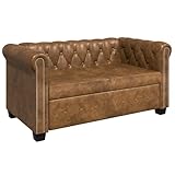 vidaXL Chesterfield Sofa 2-Sitzer Kunstleder Braun Ledersofa Polstersofa