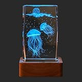 LED-Kristall-Nachtlicht, 3D-Kristall-Lichtornament - Ocean Animal Light Rechteckige Tischlampe mit...