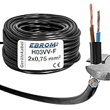 Leichte Schlauchleitung H03 VV-F, 2 x 0.75 mm², 25 m, schwarz