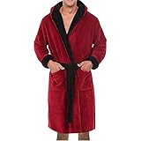 Bademantel für Herren, Hausmantel für Männer, Winter, lange Ärmel, mit Kapuze aus Fleece,...