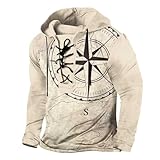 Hoody Männer Oversized Pullover Herren Sweatshirt Baumwolle Langarm V Ausschnitt Poloshirt Shaped...