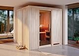 FinnTherm Innensauna Enie mit Fronteinstieg aus Holz Innensauna mit 68 mm Wandstärke Saunakabine...