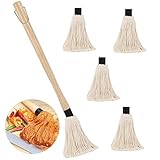 Grillpinsel BBQ Mops Pinsel, Basting Mop Profi Abnehmbares Holzgriff Grill Mop, Küchenpinsel...