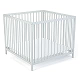 Laufgitter Baby Sarah, 95x95 cm in Grau | 3-fach höhenverstellbar, schadstoffrei aus massivem...