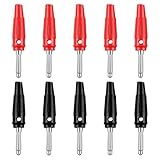 10 Stück 4 mm Lautsprecher Bananenstecker Hochstrom Schraubanschluss 32 A stapelbarer Stecker...