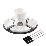 Deluxe Schokoladenfondue-Set mit 4 Keramiktellern und Edelstahlgabeln, einfach zu bedienen, leicht...