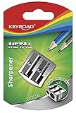 KEYROAD Ergonomischer Doppel-Anspitzer / 1 Stück/aus Aluminium/Zwei Klingen aus Stahl/von...