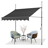 AXT SHADE Klemmmarkise mit Handkurbel Balkon,Balkonmarkise ohne Bohren,200cm...