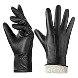 BISON DENIM leder handschuhe damen-Kaschmirverkleidung, Touchscreen und Winterhandschuhe