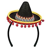 Boland 54423 - Haarreif Sombrero, Kopfschmuck, Hut, Minihut mit Pompons, Mexiko, Kostüm,...