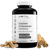 Ceylon Zimt 5000 mg. 180 vegane Kapseln für eine 6-monatige Behandlung. Natürlicher Extrakt der...