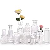 Mini Vasen Set, 10St Kleine Glasvase Vintage Deko Vasen Set Verschiedene Groessen Blumenvase für...