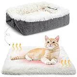 MAIYADUO Weiches Katzenbett Waschbar 42x36 cm Plüsch Haustierbett für Katzen und Kleine Hunde, 2...