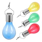 HOLIDYOYO 4 Stück Solarbetriebene Bunte Glühbirnen Solarlampen zum Hängen für Außenbereich...