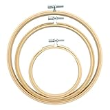 Stickrahmen Set - 3 Holzrahmen (10/15/18 cm) -Bambus Stickrahmen mit Verstellschrauben für...