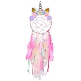 Beinou Einhorn Traumfänger Bunte Handgemachte Federn Blumen Traumfänger DIY Dream Catcher für...