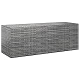 Aufbewahrungsboxen für den Außenbereich, Garten-Kissenbox, PE-Rattan, 291 x 100,5 x 104 cm, Grau