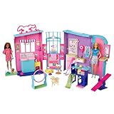 Barbie, Spielset, Haustierpflege, für Mädchen ab 3 Jahren, 4 Spielplätze, vier Hunde, vier Katzen...