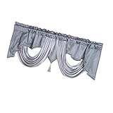 INSEOWI Eleganter Wellendesign, Wasserfall-Volant, Plissee-Vorhang, Fenstervorhang mit Quasten, für...