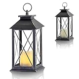 Schlaraffenland LED Outdoor Laterne VERA / Laterne 14x14x27 cm / Kerze 7,5x7,5 cm (schwarz-grau /...