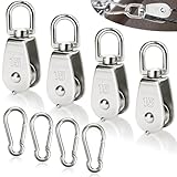 SWTYExt 8 Stück Flaschenzug Set Enthalten 4 Stück Umlenkrolle M15 & 4 Stück Karabiner M4,...