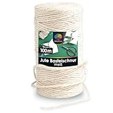 OfficeTree 100m Jutegarn 2mm Weiß - Bastelschnur Weiß - Kordel Weiß - Juteband Weiß für Garten...