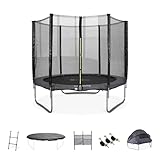 Trampolin 250cm grau mit Zubehörpaket + Campingzelt mit Tragetasche - Pluto XXL Domus