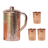 Krug aus reinem Kupfer mit 3 Bechern für ayurvedische gesundheitliche Vorteile, 1,5 Liter,...