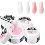 4x15ml UV Aufbaugel Set für Gelnägel, Starkes Nagelfestigungsgel zur Nagelverlängerung und...