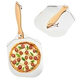 Pizzaschaufel aus Aluminium, Pizzaschaufel aus Metall, mit faltbarem Holzgriff, Pizza-Spatel,...
