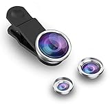 3 in 1 Handy Objektiv Set, Clip-On Kamera-Adapter für Smartphones - Fischaugenobjektiv (180°...