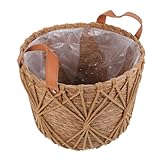 VICASKY Handgeflochtener Strohkorb mit Henkel Tragbarer Pflanzkorb Großer Landhaus Blumenkorb für...