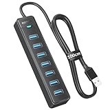 iDsonix 7-Port USB 3.0 Hub - USB Verteiler Multiport Adapter mit 1M Kable, USB 3.0 5Gbps Data, 5V 3A...