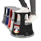 OfficeMarshal Tritthocker runde Sitzhocker Rolltritt Rollhocker Küchentritt Arbeitshocker mit...