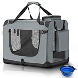 Juskys Hundetransportbox Lassie L faltbar & tragbar 50x70x52 cm mit Decke, Tasche & Griffen -...