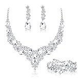 JeweBella Hochzeit Schmuck Sets für Damen Kristall Braut Halskette Vintage Strass Ohrringe und...