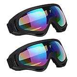 Vicloon Skibrille, 2 Stück Ski Snowboard Brille, UV-Schutz Goggle, Motocross Brille Helmkompatible,...