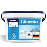 plid® Schneeweiß Wandfarbe Weiß 10L [HOHE DECKKRAFT] - Weiße Wandfarbe Polarweiß geruchsarm -...