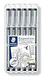 STAEDTLER Fineliner Set pigment liner, 6 Linienbreiten, hohe Qualität, Pigmenttinte,...