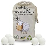 Habitat Nest Woll Dryer Balls - Premium 6er Set XXL Trocknerbälle aus Neuseeland Wolle -...