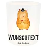 Mr. & Mrs. Panda Personalisiertes Windlicht Hamster mit Hut - Personalisierte Geschenke, Windlicht...