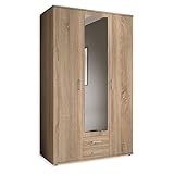 KARL Eleganter 3-türiger Kleiderschrank mit viel Stauraum - Mehrzweckschrank Sonoma Eiche mit...