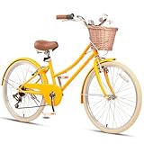 Glerc 24' Mädchen Cruiser Bike 6-Gang Cruiser Frauen Hybird Fahrrad für Alter 7 8 9 10 11 Jahre...