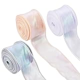 Beadthoven Schillerndes Organzaband, transparentes Chiffonband, schimmernd, Regenbogenfarbe, 43 mm,...