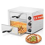 Pizzaofen Elektrisch, 12 Zoll Professional Doppel Pizza Ofen bis 350°C, 3000W Kommerzieller...