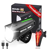 BOLEi LED Fahrradlicht Set 100 LUX,StVZO Zugelassen Fahrradlampe, Fahrradbeleuchtung USB Aufladbar,...