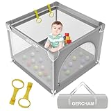 GERCHAM Laufstall Baby 90x90cm Laufgitter Baby mit Sicherheitstür, Baby Laufstall Faltbar für...